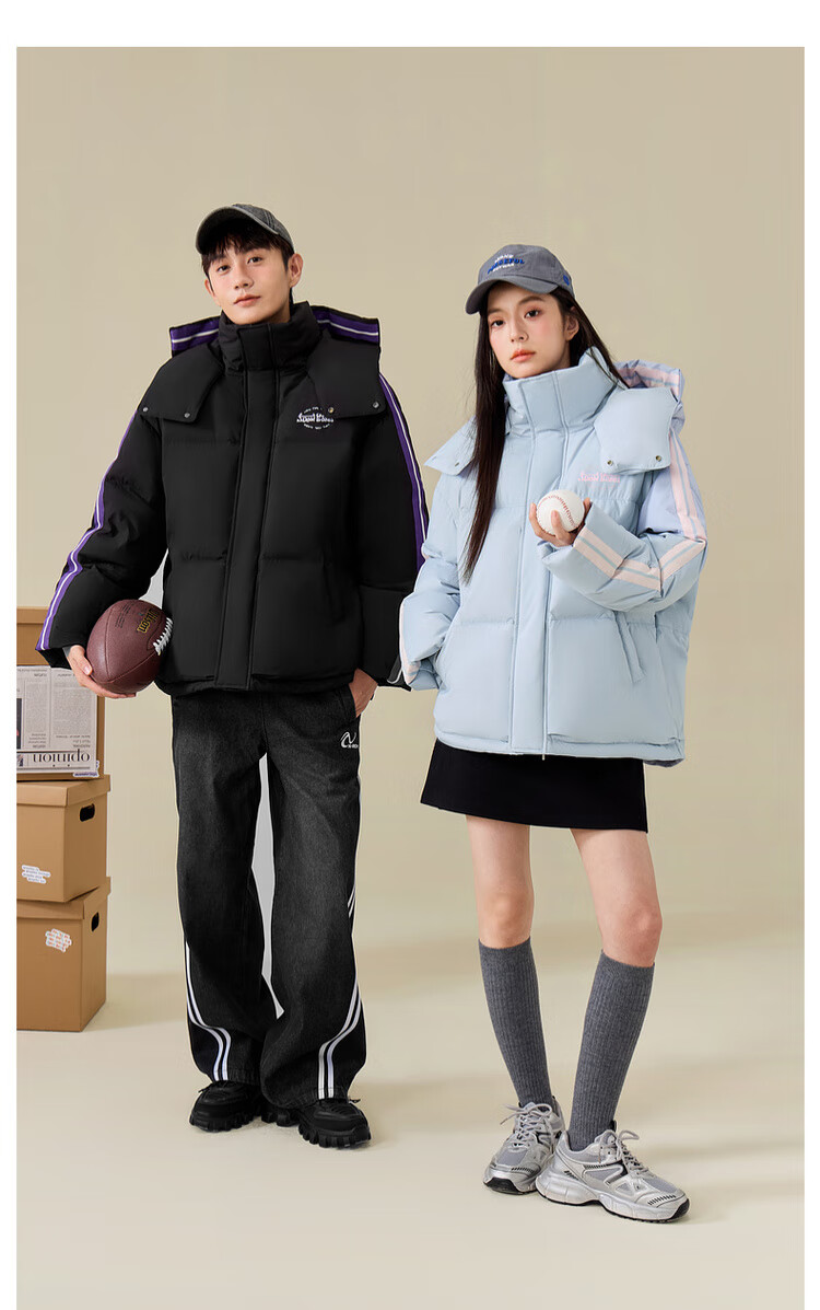 SNOWFLYING 2025 Autumn New Unisex Couple Short Hooded Down Jacket Energetic Sporty Youth Puffer Trend 4
