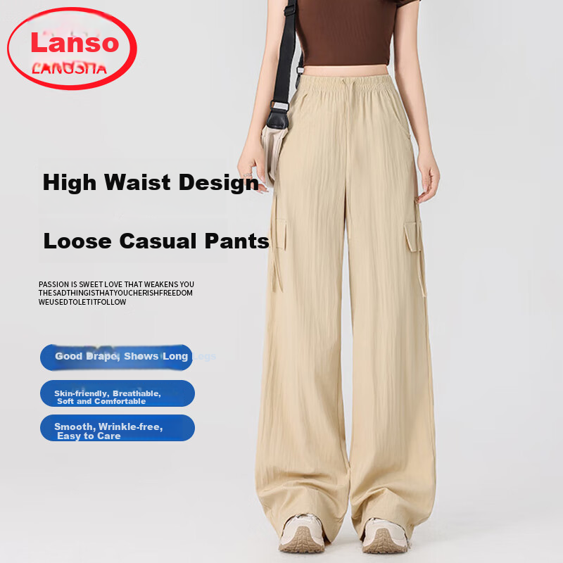LangSha Women's Cargo Pants with Drawstring for Petite Figures, Lightweight Summer 2025 Butterfly Bow Casual Quick-Dry Trousers Paratrooper Pants