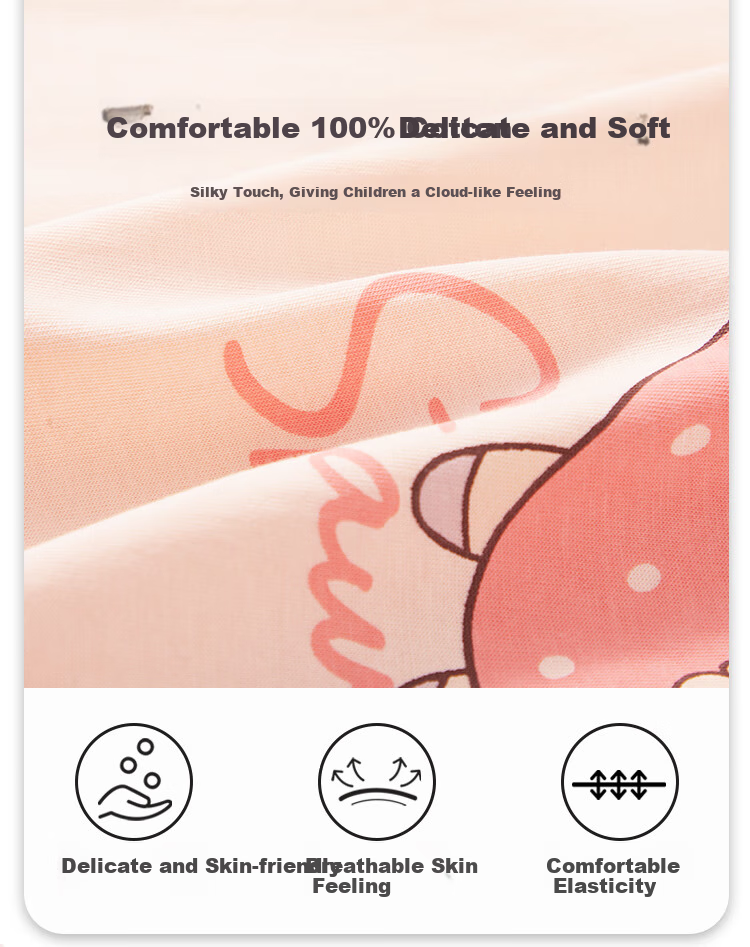 MiiOW Children's Pajamas [100% Cotton], Girls' Summer Thin Round Neck Pajamas, Baby Girl Wearable Loungewear Set 2