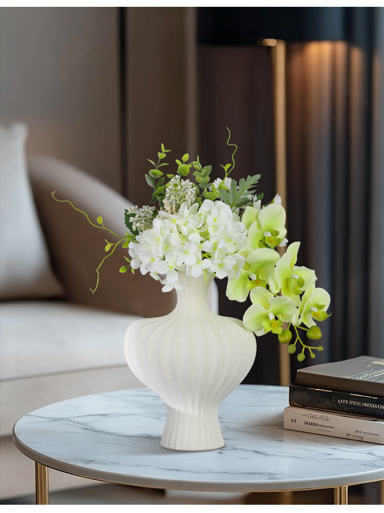 Qiju Yaji Wabi-Sabi Style Curved Luxury Ceramic Vase White Tall 30203 5