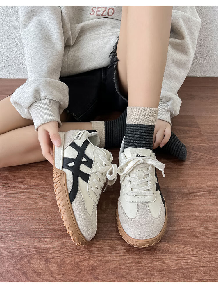 Warrior Red Women's Training Shoes Autumn Retro Niche Casual Sports Sneakers 5062 Beige/Black Size 35 7