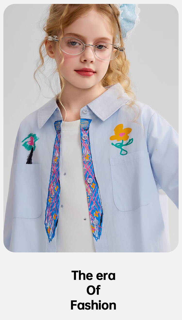 ASK JUNIOR Children's Clothing Girls' Autumn Long-Sleeve Shirt for Older Kids Preppy Style Versatile Jacket Blue 140 8