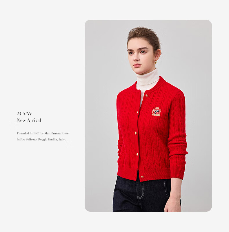 Navigare Italian Small Sailboat Autumn And Winter Women's All-Wool Jacket, Cable Knit Sweater Cardigan 2334094508 M 44