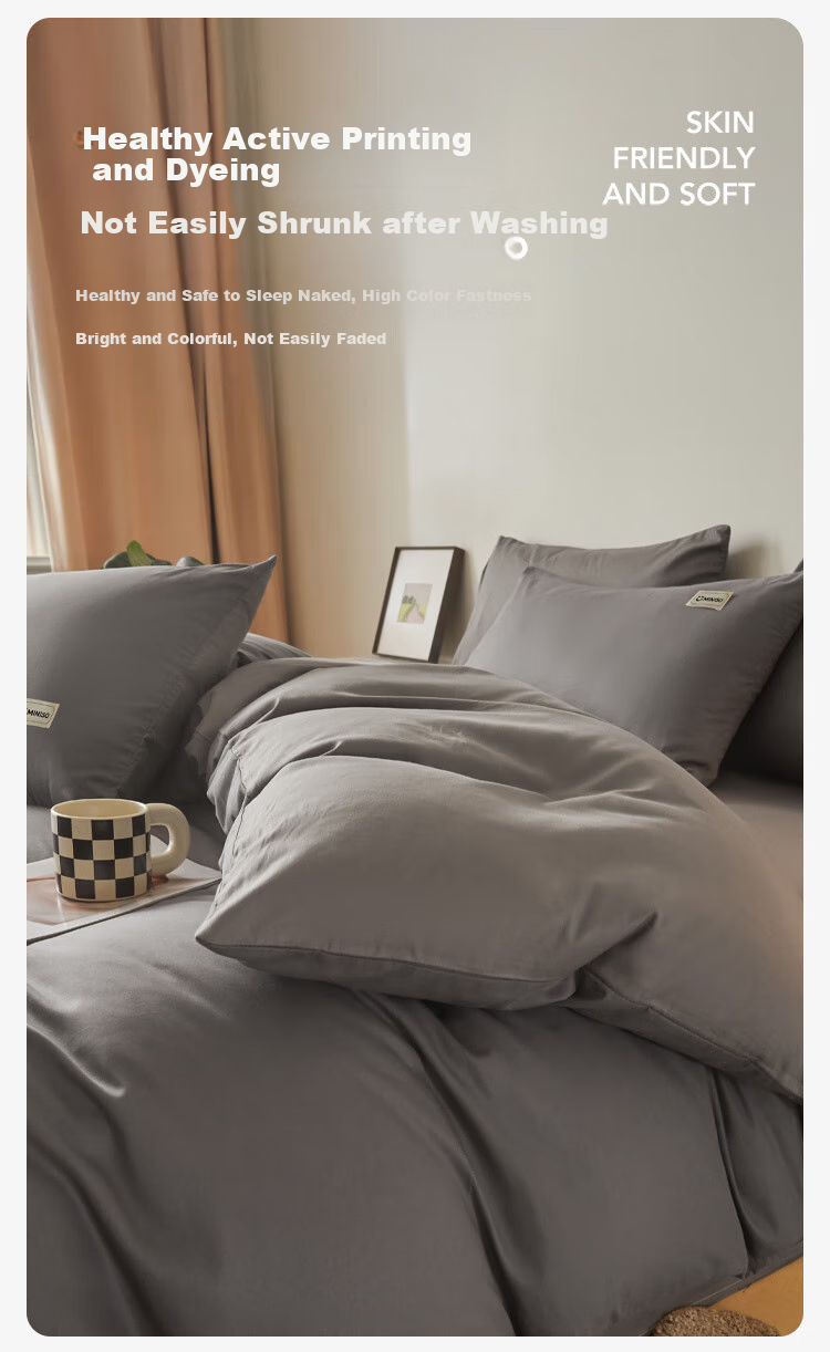 MINISO 100% Pure Cotton Four-Piece Bedding Set, All-Cotton Bedsheet And Duvet Cover, 200*230cm, for 1.5/1.8 Meter Bed 2