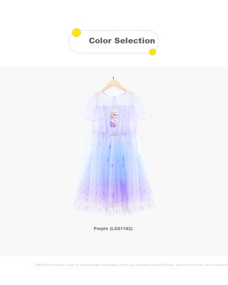 Disney Elsa Princess Dress 2026 New Girls Gradient Fairy Tulle Dress LX81182 Purple Size 120 5
