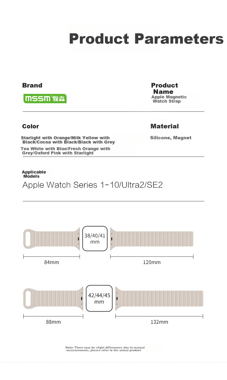MSSM Compatible Apple Watch Band S12/S11, Magnetic Strap for Apple IWatch S10/9/8/SE3/Ultra4, Silicone Band, Black with Gray, Size 38-42 5