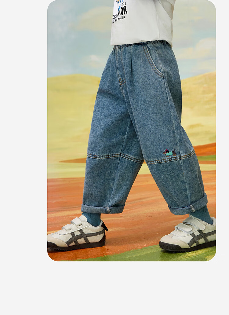 ASK JUNIOR Kids Boys Spring Washed Denim Straight Leg Pants Casual Trousers Jeans Blue Size 90 3