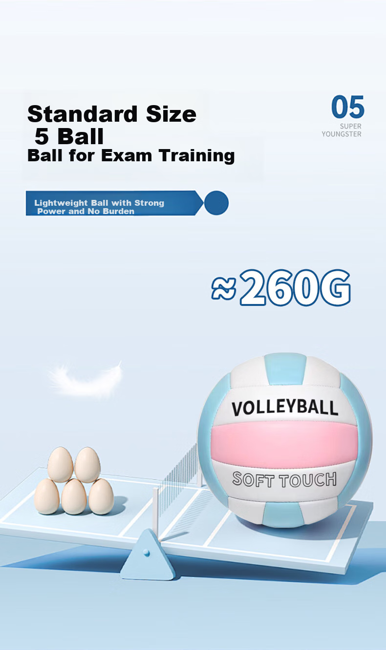 CAMEWIN Volleyball Size 5 Ball for Middle School Entrance Exam Training, Boys And Girls, Junior High School, Pink White Blue Machine-Stitched Hard Volleyball Standard Size 5 Soft Volleyball 6