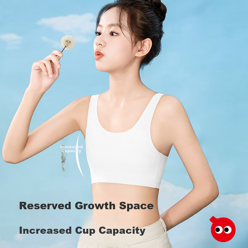 Hodo Girls' Underwear, Puberty Bra for Elementary School Students, Children's Girls' First Stage Thin Seamless Breathable Vest