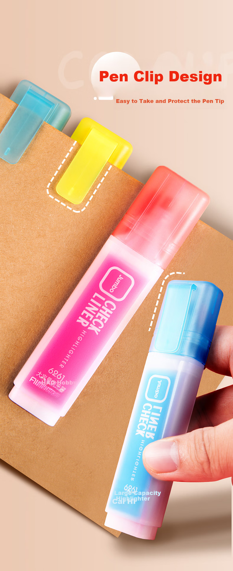 AIHAO [Best-Selling Product] Highlighter Pens, Large Capacity Colorful Marking Pens, Instagram-Style High-Quality Highlighters, Multi-Color Journal Marking Pens, 6 Colors, 6261 6