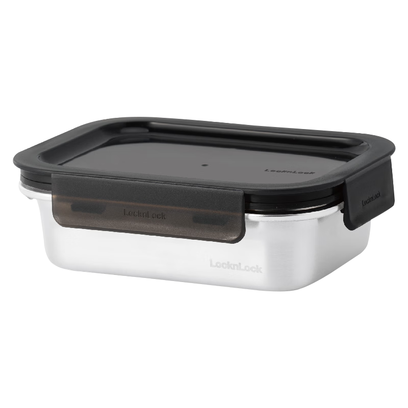 LOCK&LOCK Natural Food-Grade Stainless Steel Storage Container, Lunch Box, Sealed Refrigerator Organizer, Fruit Container, Dishwasher Safe, 1.2L