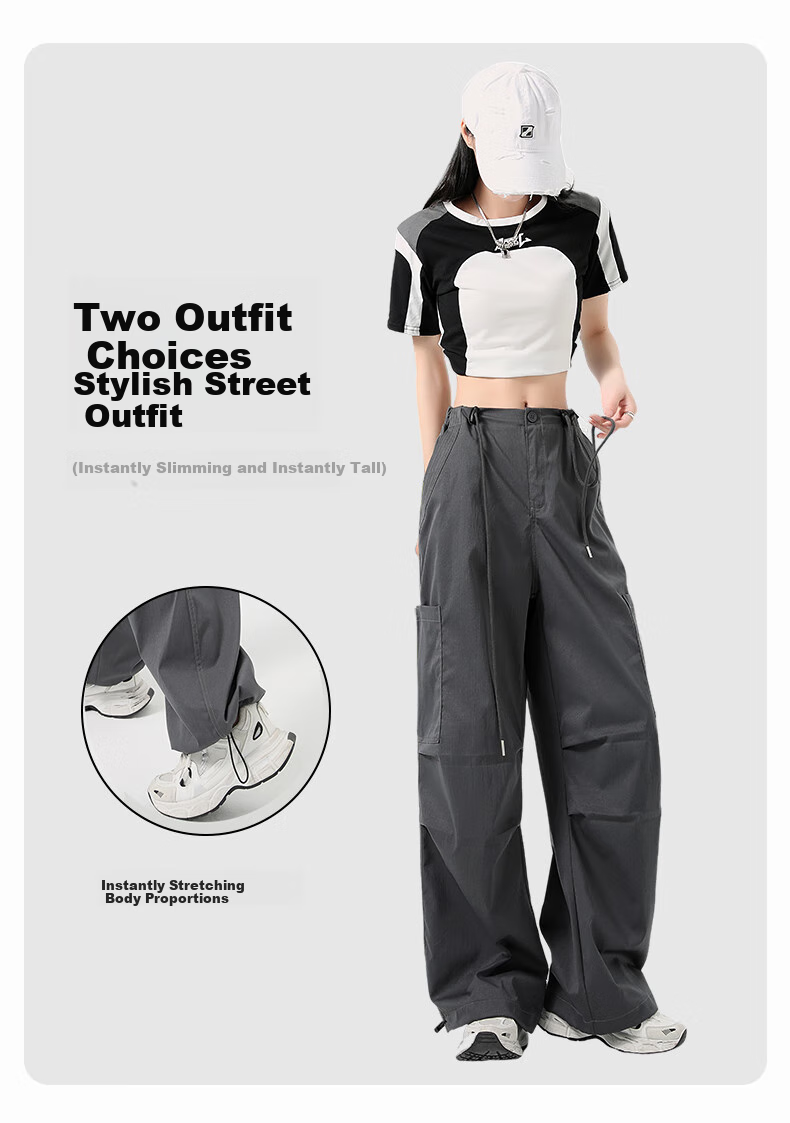 FitonTon Women's Pants, New Style for Fall/winter 2025, American-Style Large Pockets, Cargo Pants, High-Waisted Straight-Leg, Loose-Fitting, Slimming Casual Pants for Wome 7