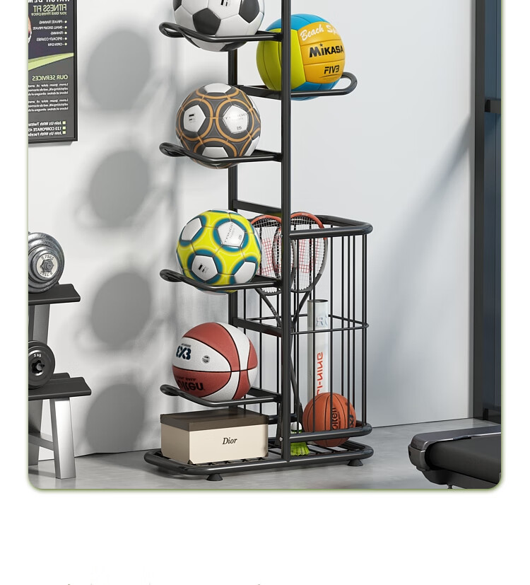 AEY Home Basketball Storage Rack Indoor Soccer Ball Stand Sports Equipment Rack Sports Racket Storage Basket 1