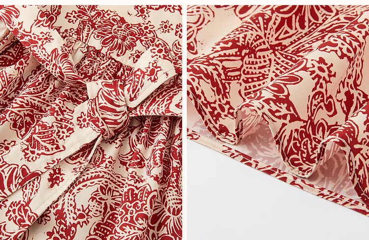 Demana [Dream Among Flowers] Summer National Style New Chinese Square Neck Tie Sleeve Waist Printed Elegant Women's Dress 6