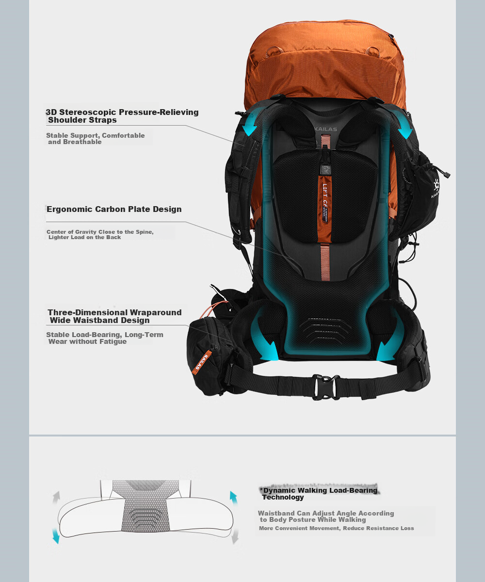 KAILAS Summit III 65+10L Backpack, Heavy-Duty Hiking And Mountaineering Bag, Professional Outdoor Travel Rucksack for Men And Wome 4