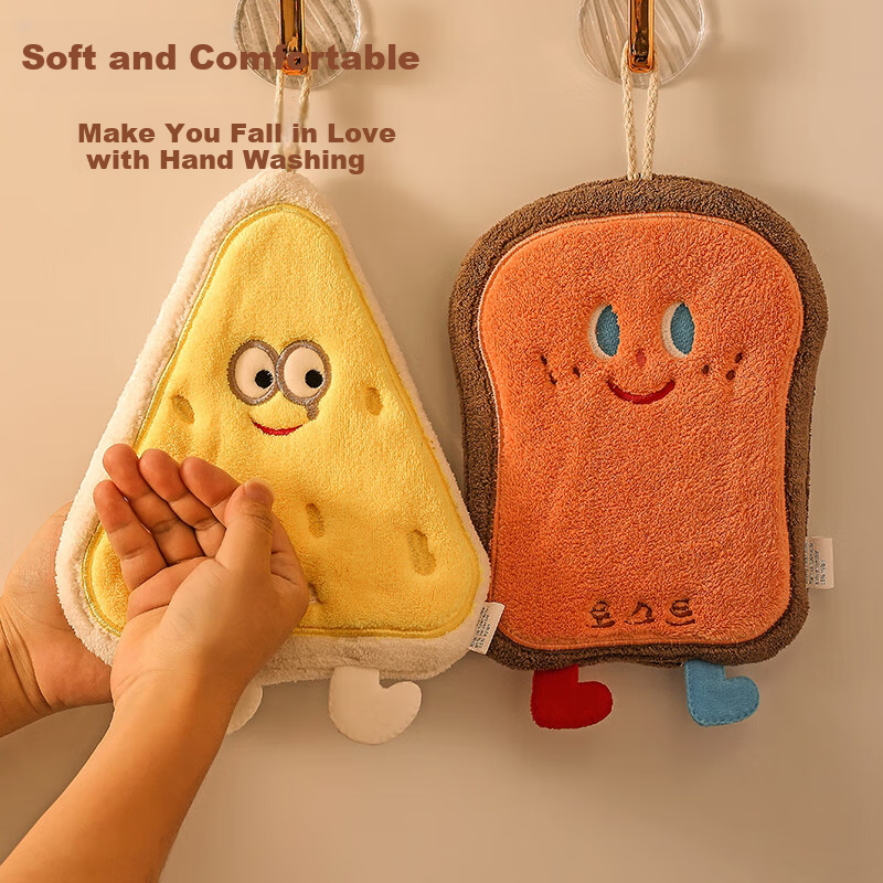 Fanyejia Cute Hand Towels, 2-Pack Hanging Absorbent Thickened Bathroom Handkerchiefs, Washcloths, Small Square Towels for Kitchen And Exercise 7