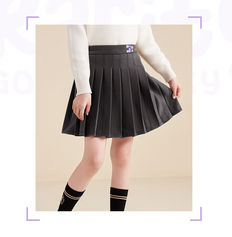 MY LITTLE PONY Girls' Spring and Autumn Knitted Wool Pleated Skirt, Cute and Versatile School Style, Brown, Size 150 9