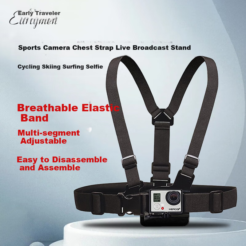 Earlymen Chest Strap for DJI Action 5 Pro, Insta360 Ace Pro 2, GoPro 3s, GoPro 13 And Other Action Cameras for Live Streaming, Cycling, Skiing, Surfing, And Selfie Photography