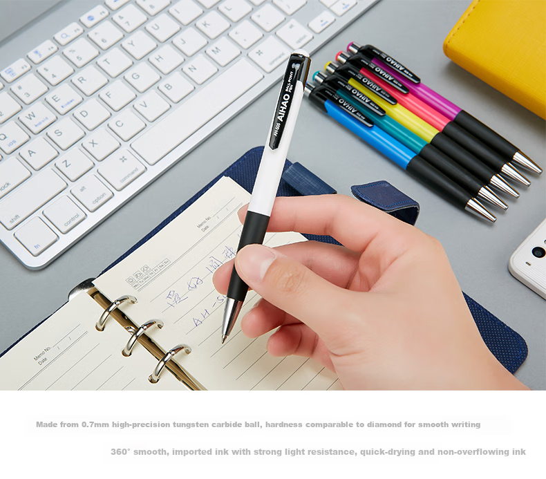 AIHAO [Back to School Essential] Retractable Ballpoint Pen 0.7mm Medium Oil Pen Bullet Tip Original Ball Pen Business Office Pen Student Blue Classic Ballpoint Pen 12 Pcs/box Ah505 3