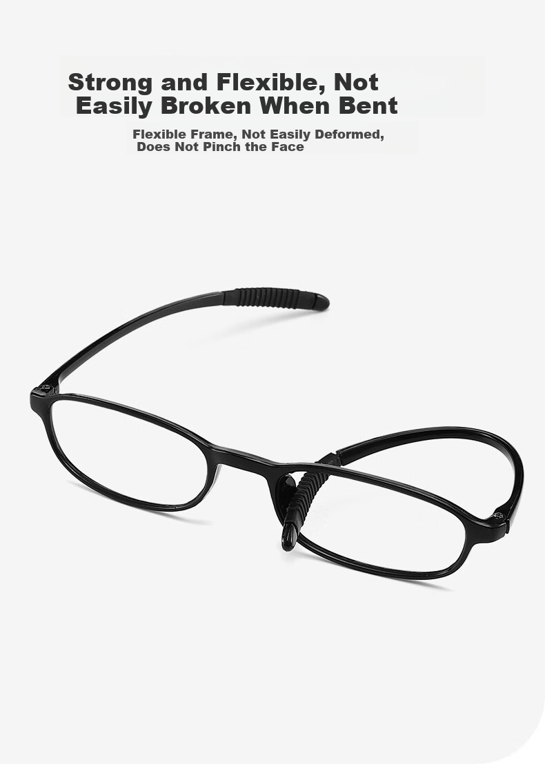 DRATRA Vintage Reading Glasses for Men and Women, High-Definition Elderly Presbyopia Glasses, TR Frame, Non-Slip, Simple, Portable, Comfortable, Lightweight, Retro Style 2