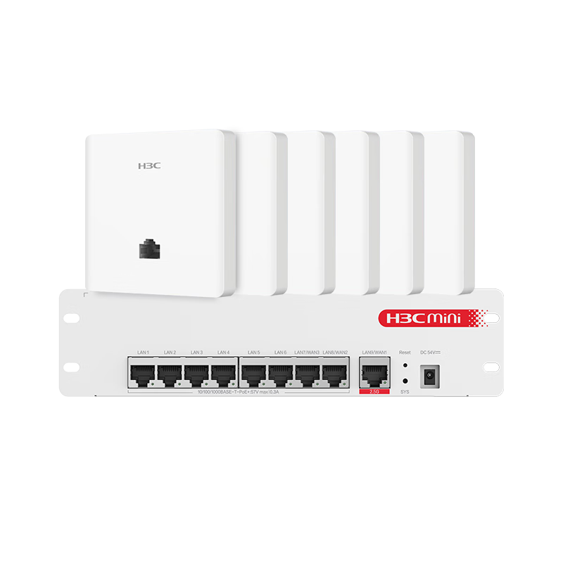 H3C AP Panel Whole-House WiFi Kit 6 Gigabit Wireless APs + 9-Port PoE Router Hotel Homestay Villa Duplex Enterprise Network Whole-House Router 3000M with Installation