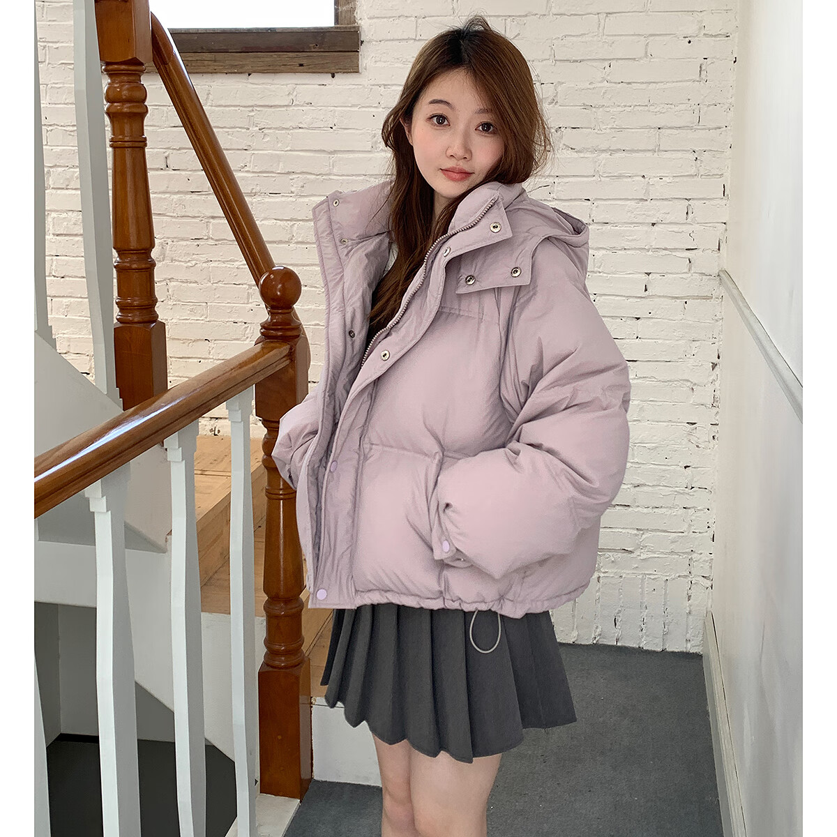 TonLion 2025 Winter Women's Korean Style Loose Fit Hooded Short Down Jacket