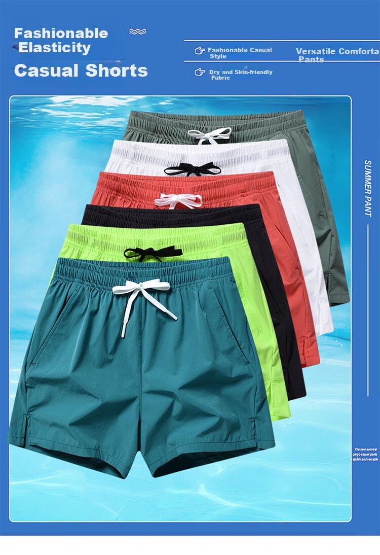 ROMON Men's Shorts, Summer Lightweight Ice Silk Loose-Fit Athletic Casual Three-Quarter Length Shorts, Lake Blue, 4XL 1
