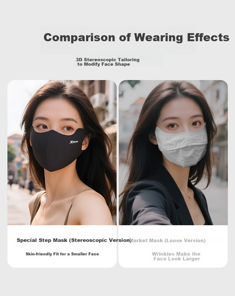 XTEP Sun Protection Face Mask [Set of 3], Full-Face Ice Silk Mask for Women, UV Protection Face Cover, Summer High-Quality Breathable 3