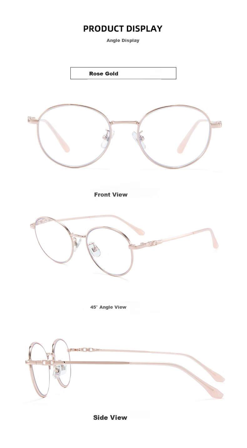 Fushikang Reading Glasses, Fashionable Retro Women's Ultra-Light Round Frame, Imported Presbyopic Glasses F1010, Rose Gold, +300 Degrees 7