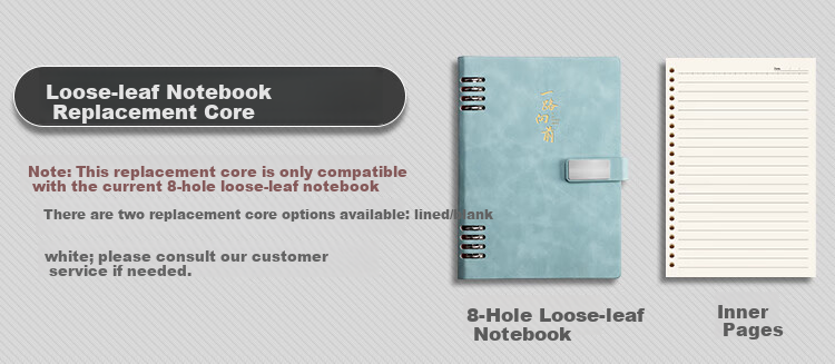 Ujia Loose-Leaf Notebook A5 High-Quality Business Office Stationery Conference Notepad Detachable Loose-Leaf Binder Thickened Leather Cover Customizable for Businesses, Blue 1