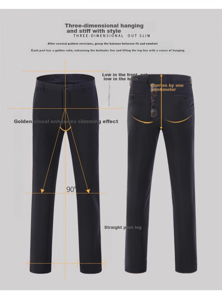 ROMON Business Casual Straight-Leg Dress Pants for Men, Wrinkle-Resistant, Non-Stretch Formal Trousers XK826 Navy Blue Size 33 7