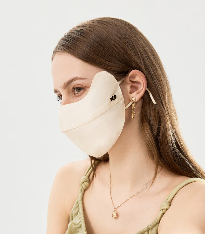 ELLE [Grade A Mulberry Silk] Silk Sun Protection Face Mask for Women, Cooling Face Cover, Gift for Girlfriend 16