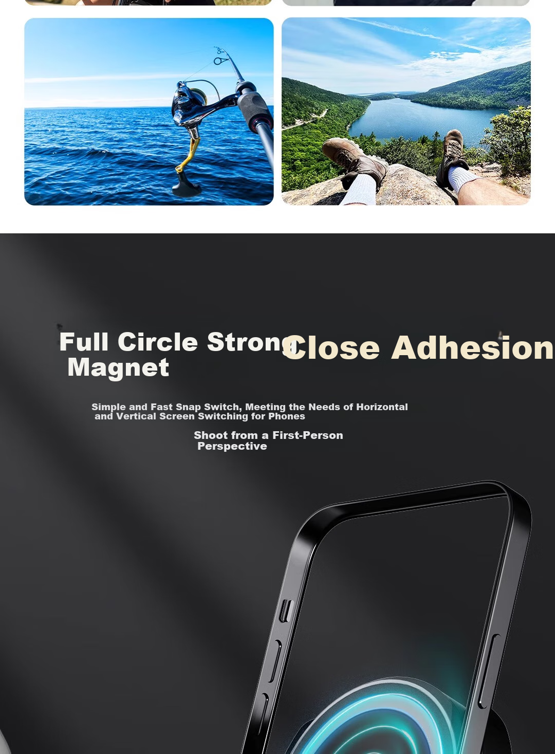 FUNSNAP Magnetic Neck Strap Phone Holder, Chest-Mounted First-Person View Stand, Outdoor Cycling Fishing Shooting Photography Handle [Magnetic Model] 3