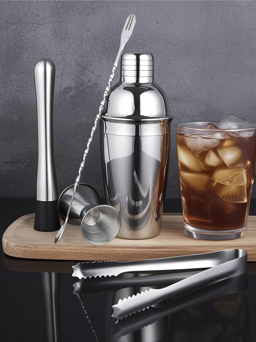 Jekero Stainless Steel Cocktail Set, Bar Tools, Shaker Cup, Cocktail Maker, Hand-Shaken Lemon Tea Tool Set, 5-Piece Set 2