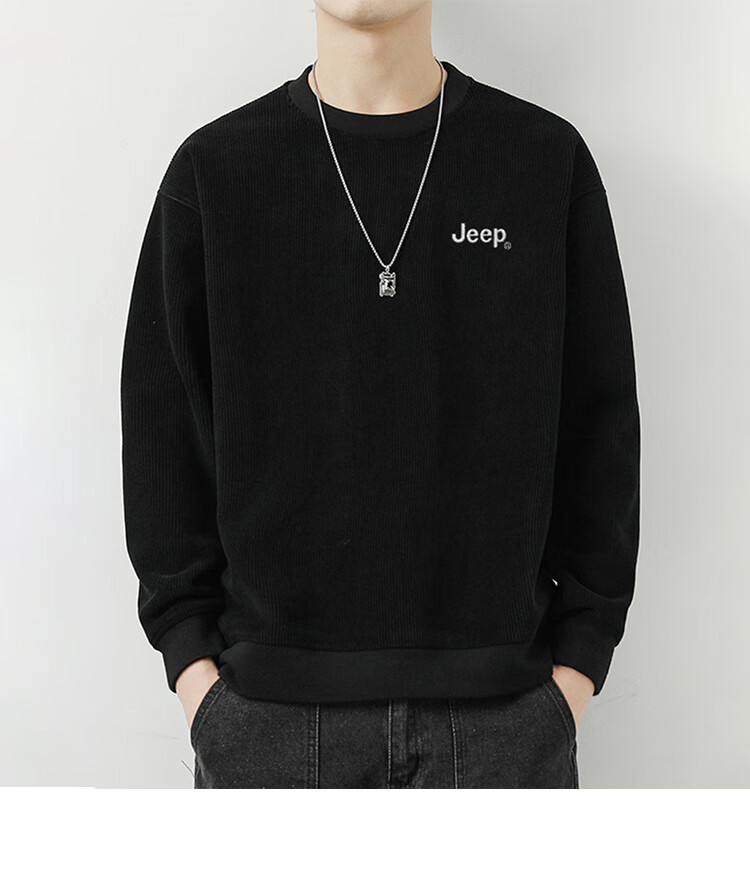 JEEP Men's Sweatshirt, Loose-Fitting Long-Sleeve T-Shirt for Spring And Autumn, Heavyweight Trendy Top, Men's Clothing, Khaki, 3XL 6