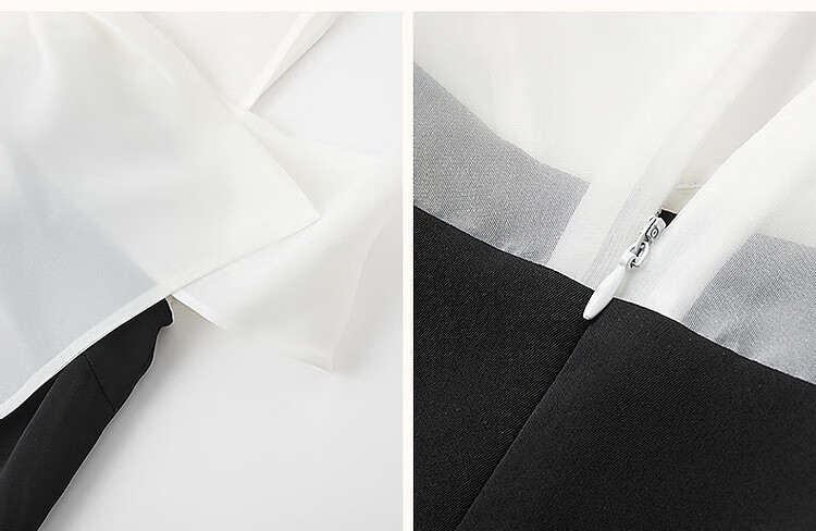 Dme [Xian Gan Shang Fen] Summer Princess Bow Tie See-Through Spliced V-Neck Draping 80D Linen Women's Dress 4
