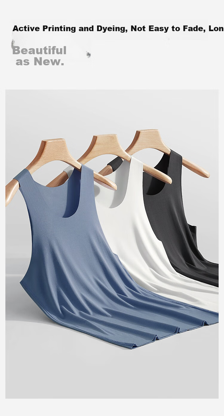 JOAE Ultra-Soft Modal Men's Tank Top, Ice Silk Seamless, Cut-To Sleeveless Undershirt, Breathable High-Elasticity Gray L 6