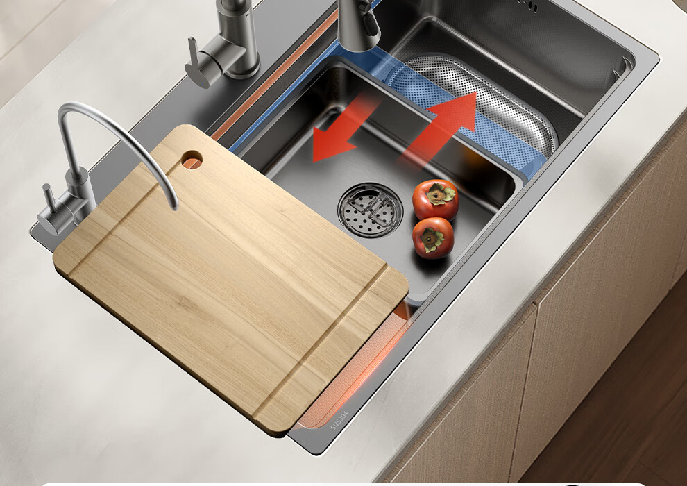 ARROW 3mm Thickened Large Single Sink, 304 Stainless Steel Vegetable Washing Basin, Handmade Nano Sump [Renovation Subsidy 15%] 23