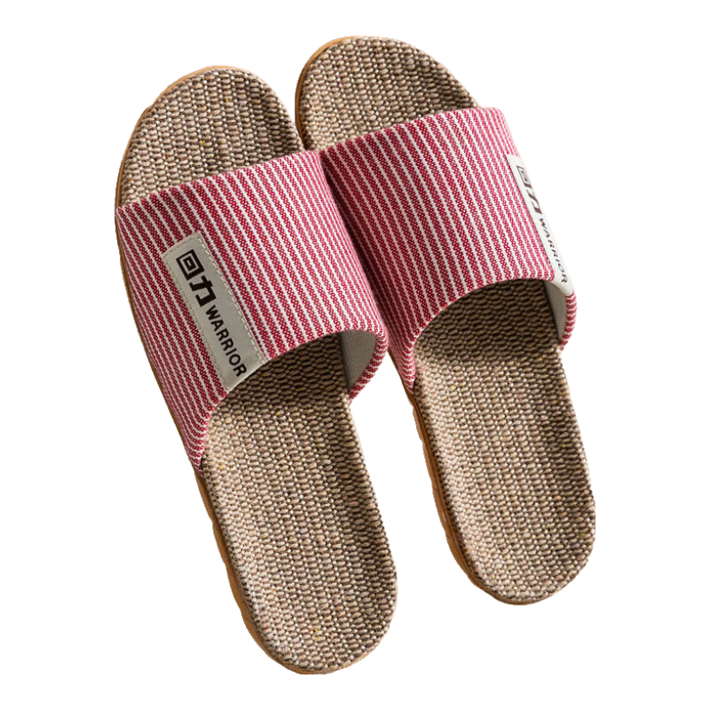 Warrior Linen Women's Indoor Non-Slip Odorless Silent Soft Sole Floor Slippers 0031 Red