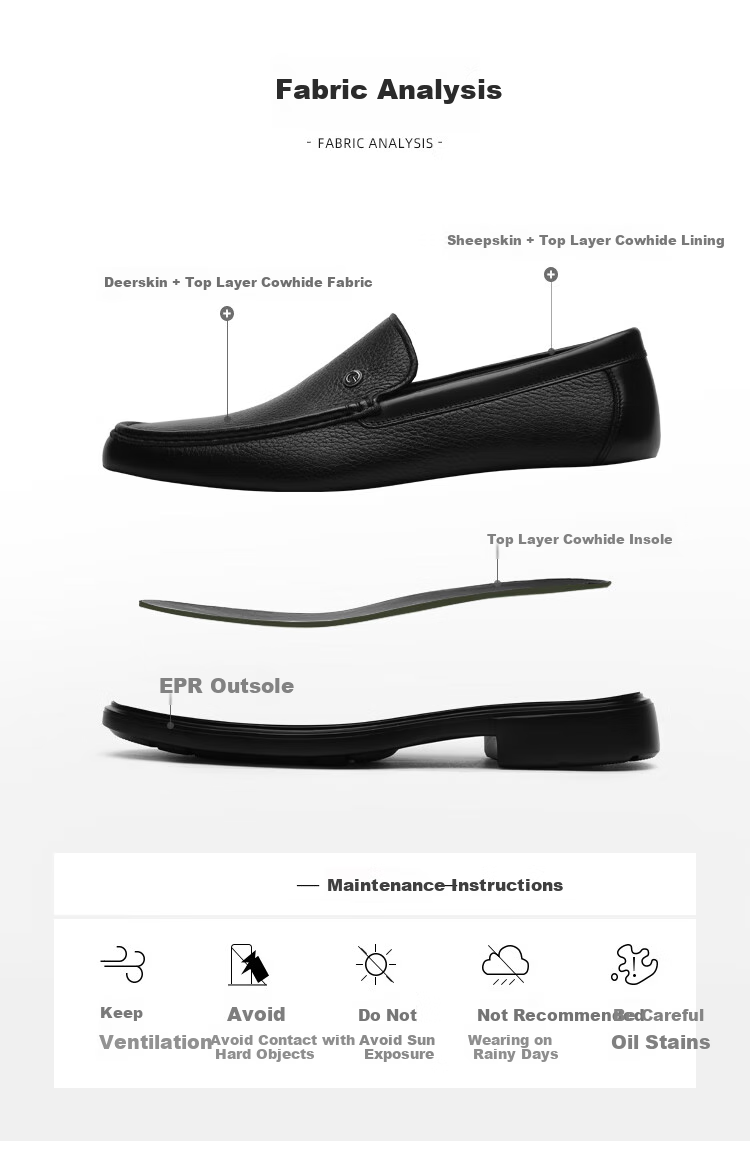 Goldlion Men's Shoes, Business Leather Shoes, Lightweight And Durable, Deerhide Loafers, G580430546AAA, Black, Size 40 10