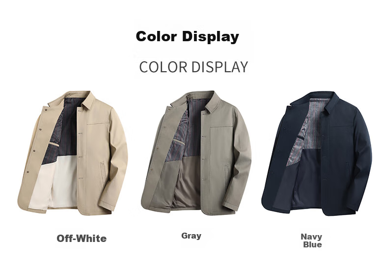 ROMON 100% Pure Cotton Jacket for Men, Middle-Aged And Young, Spring And Autumn Outerwear, Workwear Casual Lapel Dad's Outfit, Men's Jacket 8
