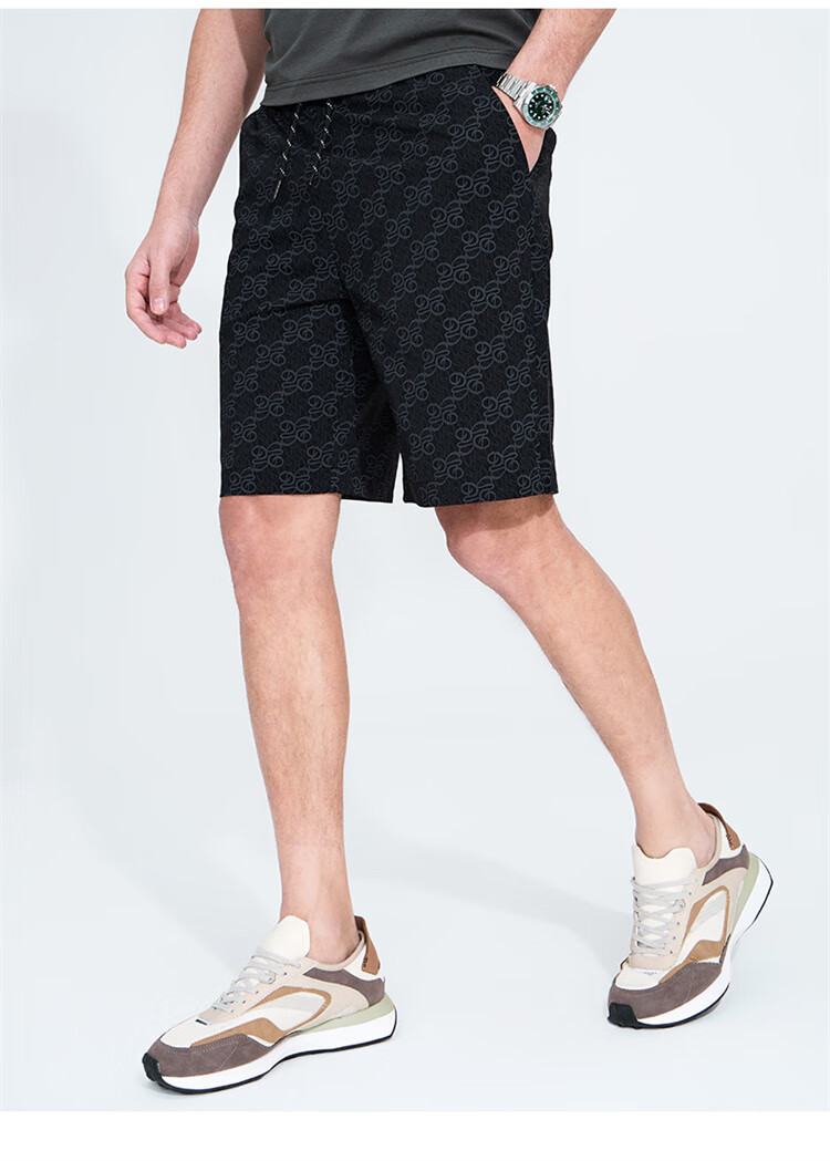 DANCING WOLVES [Light And Breathable], Versatile Men's Fashion Casual Shorts for Commuting, All-Over Floral Print, 003 Medium Gray, Size L 1