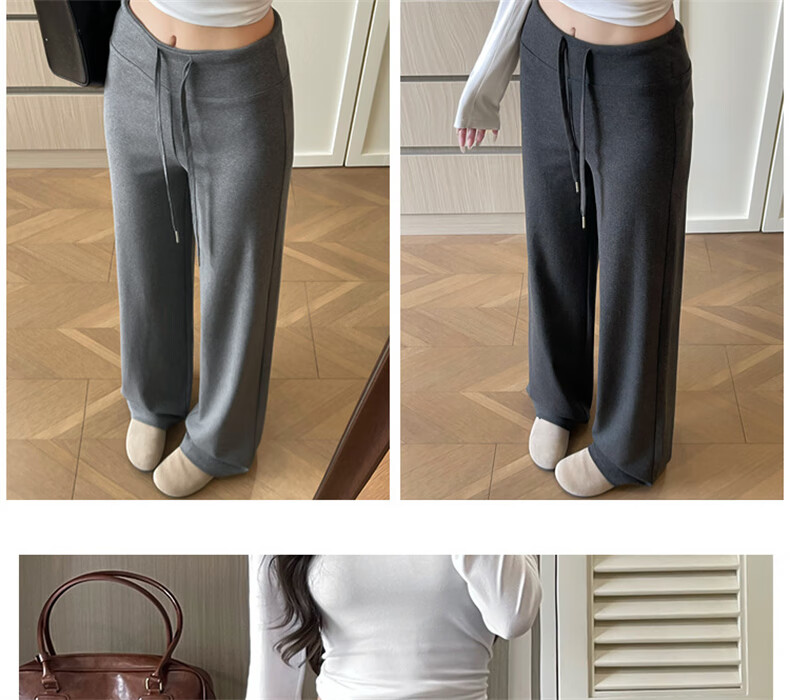 Langsha Women's Draped Wide-Leg Pants 2026 Spring New High-Waist Casual Loose Sports Slim Straight Sweatpants 5