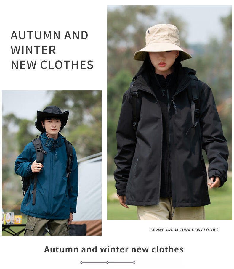 ROMON Men's Three-In Jacket, Couple Style, Outdoor Sports Windproof Hooded Coat, Women's Deep Blue Single Style L 4