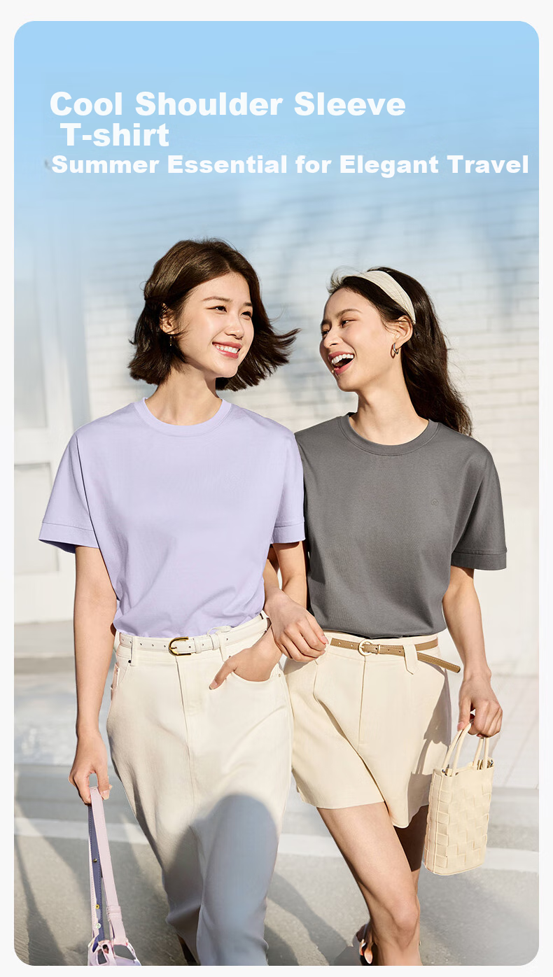 PurCotton 25th Anniversary Women's T-Shirt Cool Water Gloss Cotton Simple Versatile White (Women's) L(165) 1