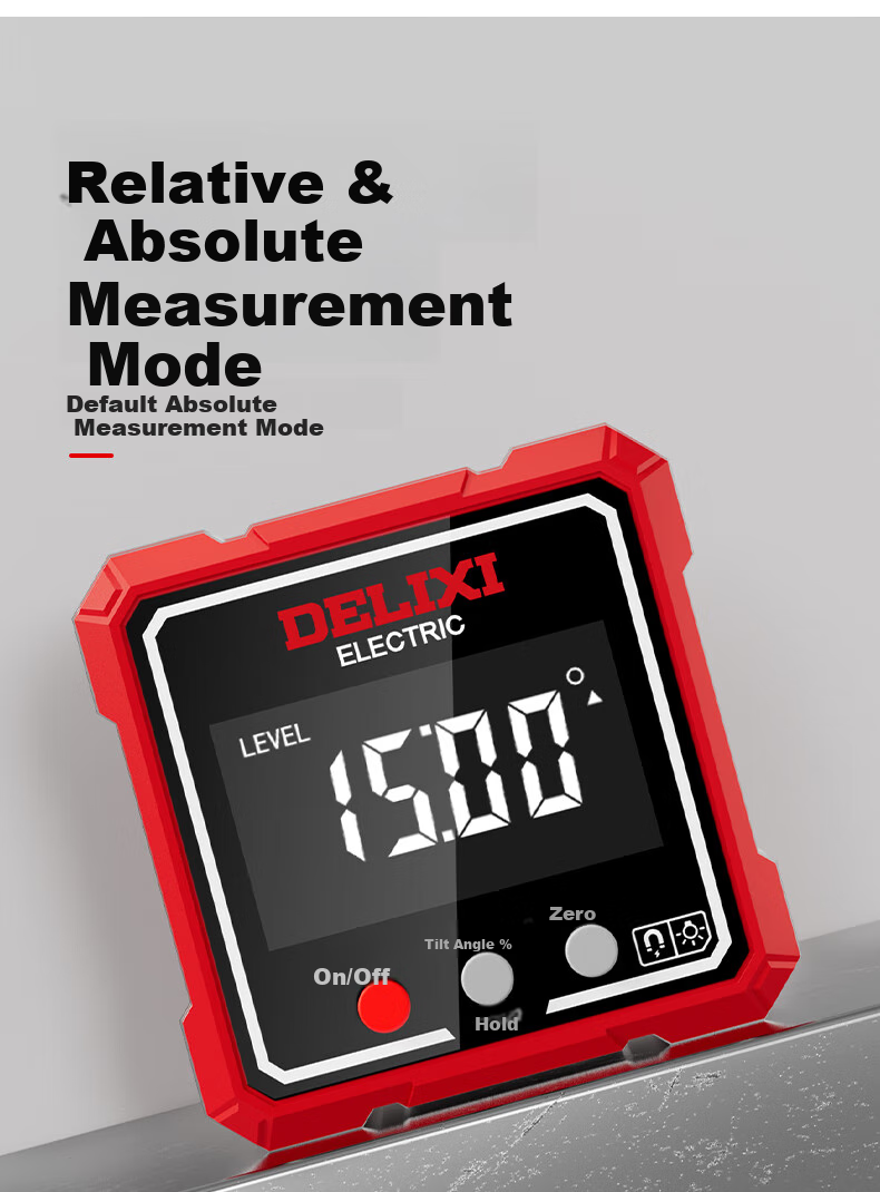 DELIXI ELECTRIC Laser Digital Inclinometer High Precision Angle Meter Magnetic Metal Level Household Angle Ruler 7