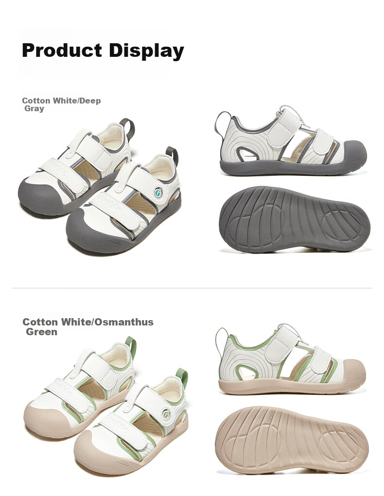 Ginoble Toddler Shoes, Summer Breathable Baby Sandals, Functional Shoes for Boys And Girls, GW1757 Cotton White/mint Gree 7