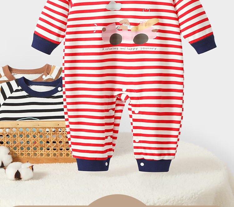 Badi Badi [Gift for Expectant Moms] Pure Cotton Infant Toddler Romper Jumpsuit Pajamas Red 90cm 1