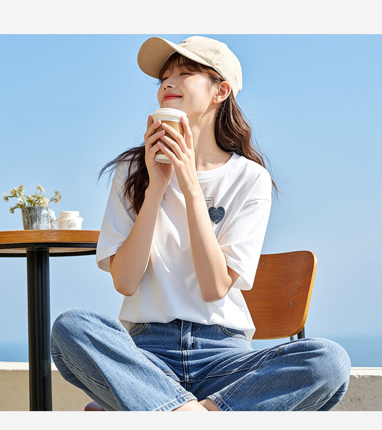 TonLion 2026 Summer Women's Left Chest Heart Detail Printed Short Sleeve T-Shirt Casual Versatile Fashionable High-End Comfortable 5