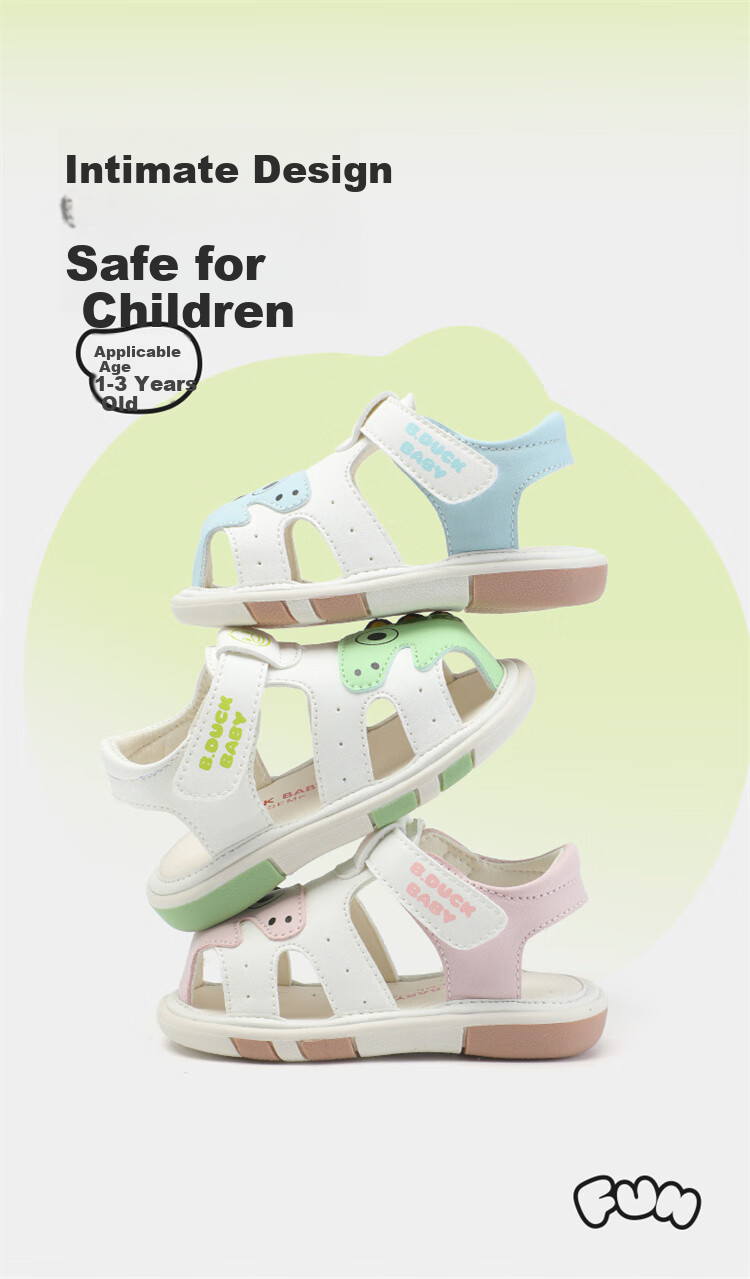 B.Duck Children's Sandals, Summer Sandals for Boys And Girls, Toddler Walking Shoes, Anti-Kick Closed-Toe Shoes, 6814 Light Blue, Size 18 1